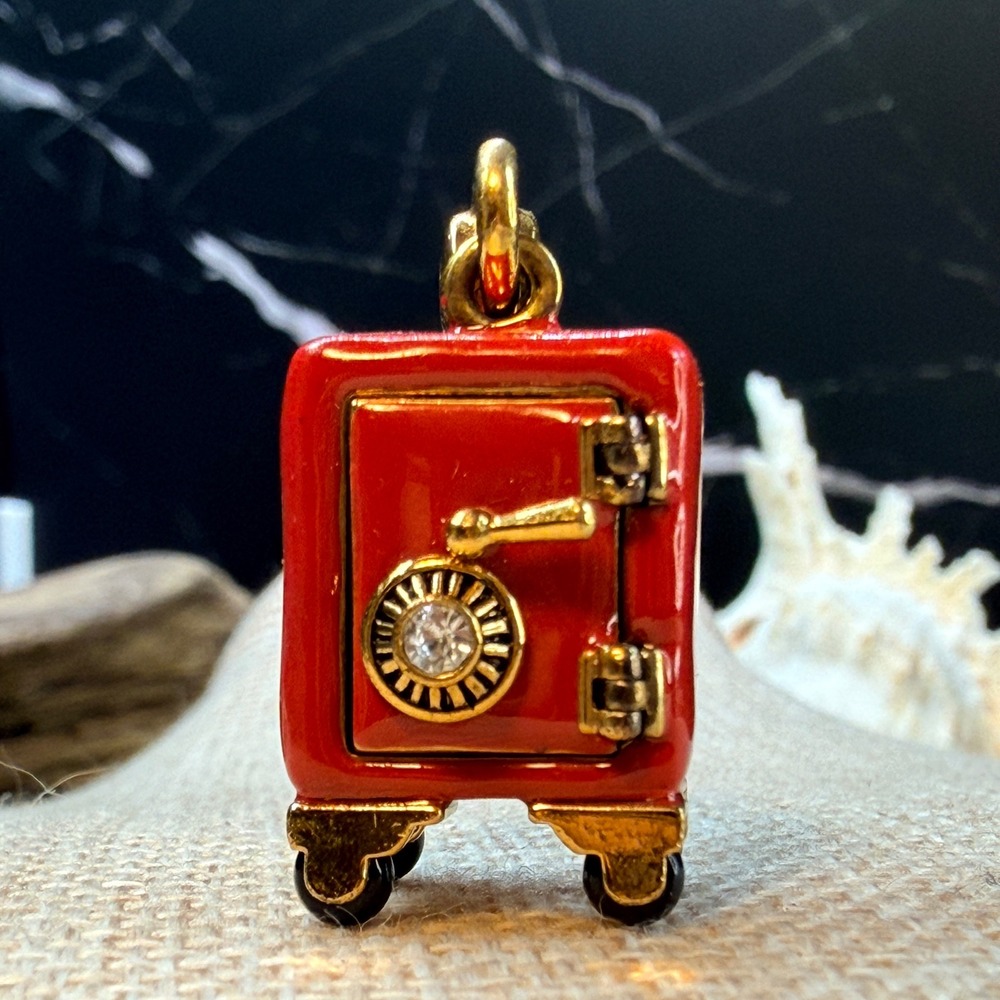 Vintage Juicy Couture Totally Secure Safe Charm Red Enamel Rolling Wheels Y2K